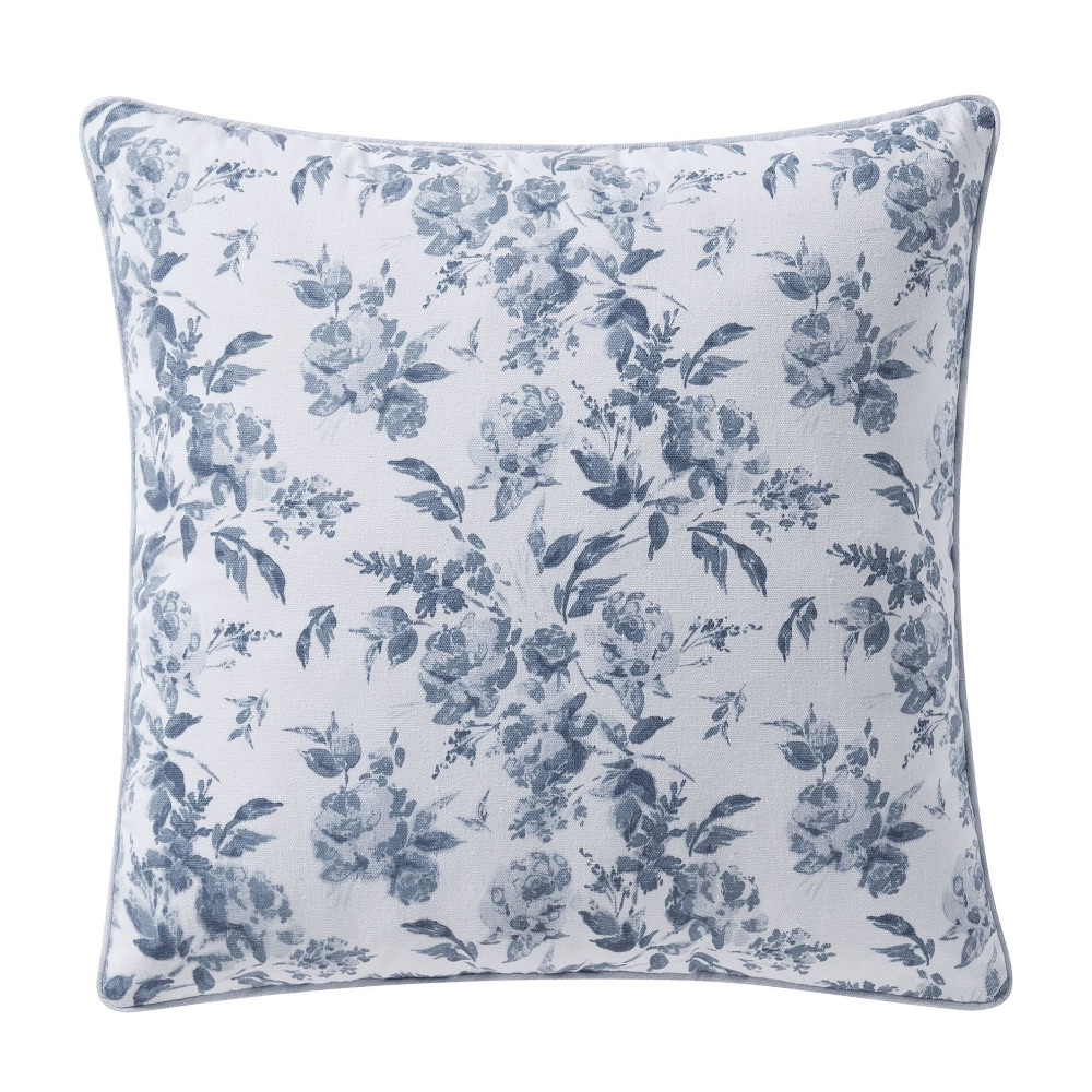 My Texas House Rebecca Blue Floral Reversible Cotton Decorative Pillows Set of 2 - Picture 10 of 15